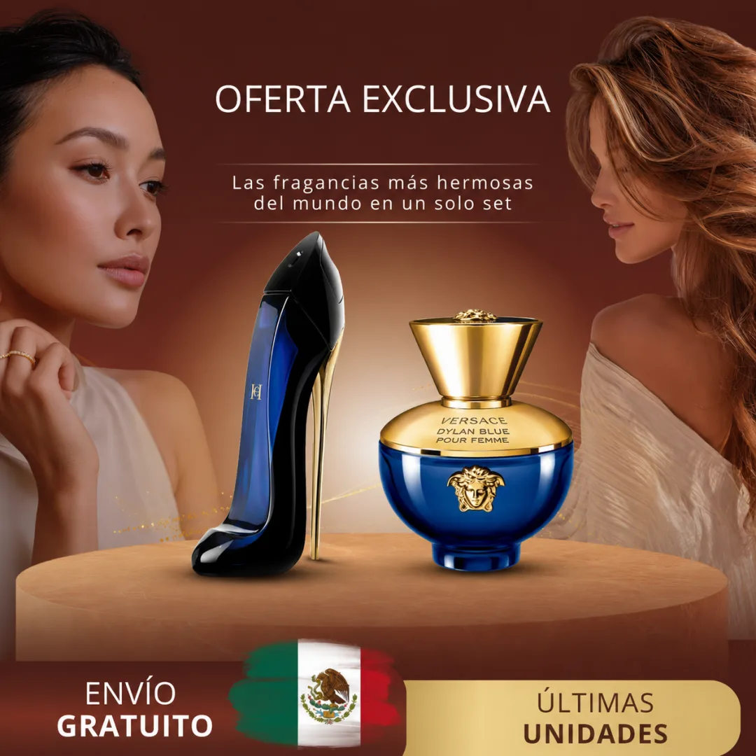 Set 2 perfumes premium — Carolina Herrera Good Girl Légère y Versace Dylan Blue Pour Femme + regalo